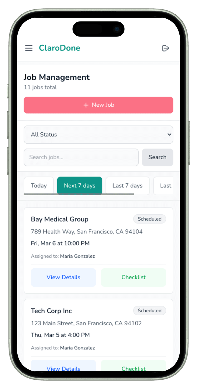 ClaroDone app on phone
